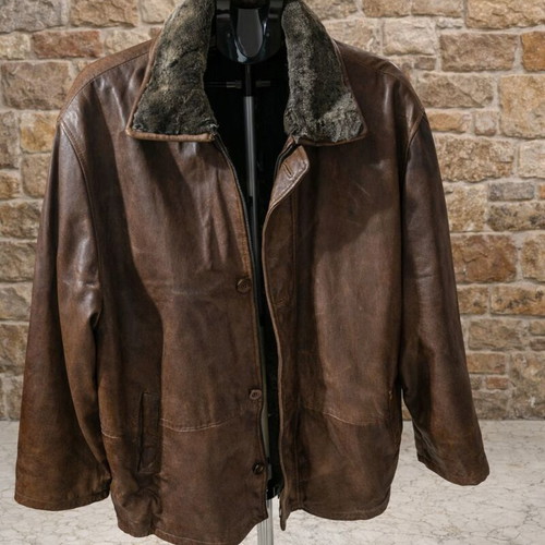 Men's leather coat Kastoria XXL like new, brown