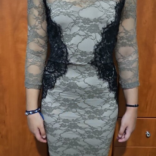 Lace dress small size, like new, black and brown, open back