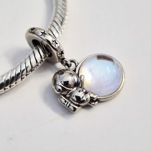 Astronaut charm with moonstone silver new