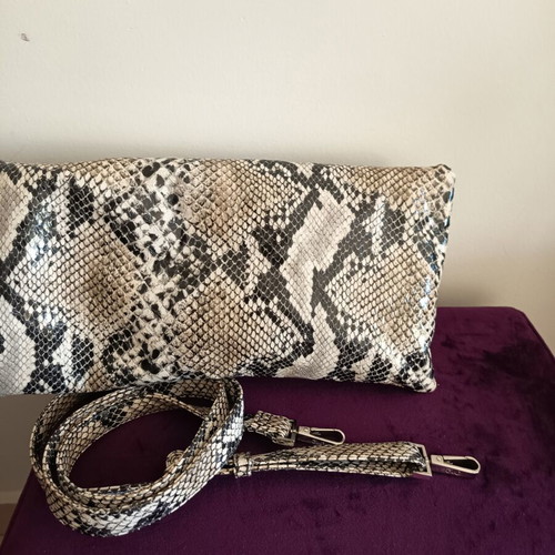 Animal Print Handbag and Crossbody Bag like new, white and grey