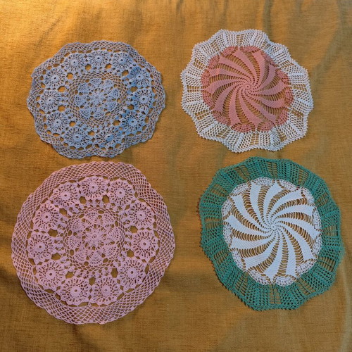 Handmade Crochet Doilies 4 Sets Unused