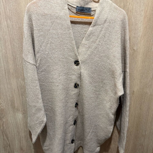 Enzzo long knitted cardigan size M beige like new