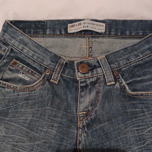 Staff and Co. Jean like new, low waist, straight leg, fringed, size 27, blue