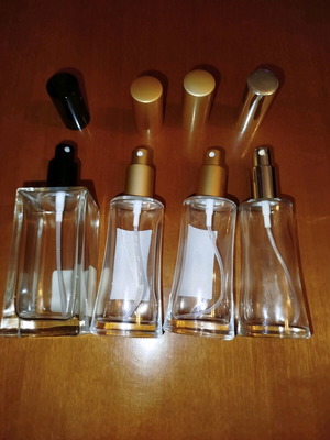 Empty glass perfume bottles used, pack of 4 pieces