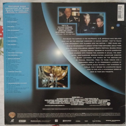 Sphere LaserDisc used, widescreen sci-fi movie with Dustin Hoffman