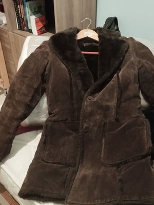 Brown half coat with fur used, synthetic