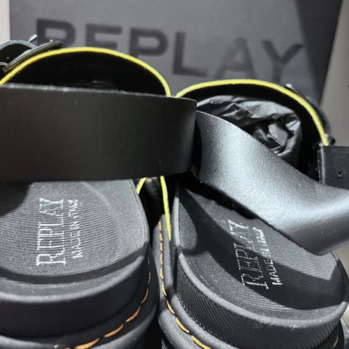 Replay Adel Tape flatform sandals new, black with yellow details, size 41