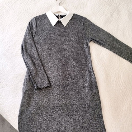 Dress new gray lame with thin fleece lining size M