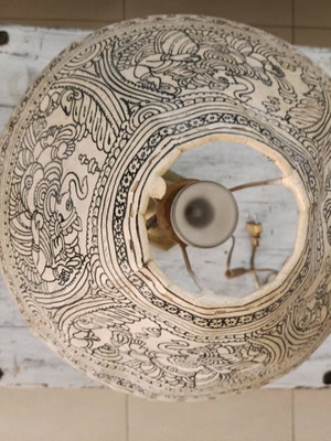 Table lamp brass solid with leather shade from India