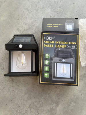 Solar outdoor wall lamp BK-888 with motion sensor and warm light