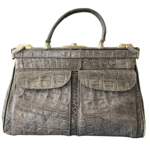 IRV vintage handbag gray croc embossed like new