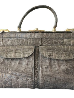 IRV vintage handbag gray croc embossed like new