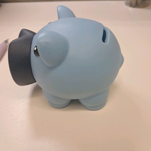 Children's piggy bank used, plastic, blue