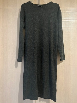 knee length dresses for ladies ZARA. Textured gray midi dress. TM  Hibuy market