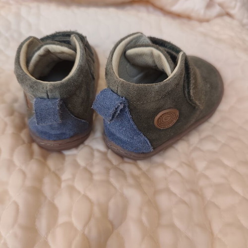 Gioseppo Kids Leather Boots used, size 21, khaki with blue detail