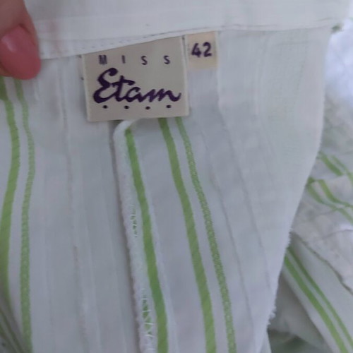 Miss Etam women's shirt like new, green striped, sizes L to XXL