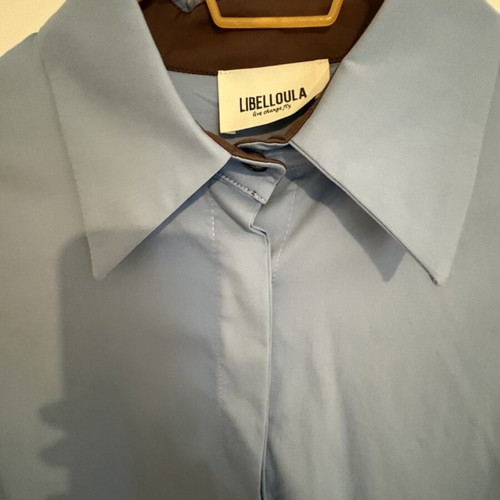 Libelloula women's shirt new with brown sleeve details, size S/M