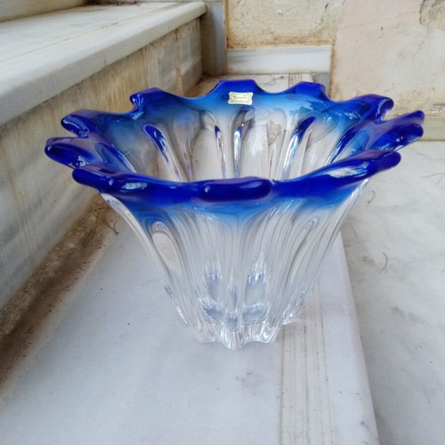 Egermann Bohemia crystal bowl, cobalt blue