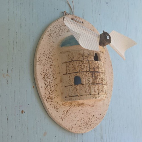 Ceramic wall decoration windmill of Paros used, 26×21 cm