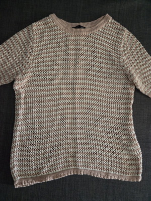 Zara knitted sweater used, size M, white and pink