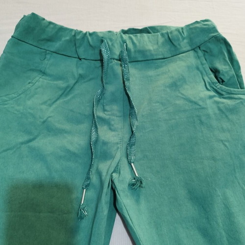 Elastic pants straight fit, like new, green, sizes L and XL