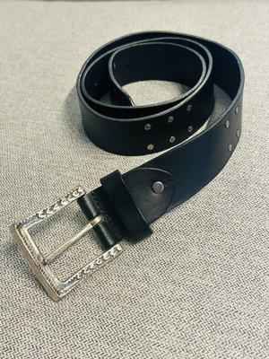 Black leather belt with studs like new, size 110, silver details