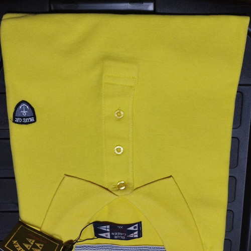 Blue Green men's polo shirt XL new, yellow, 100% cotton