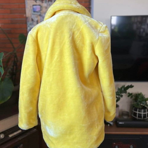 Yellow faux fur coat new, statement jacket