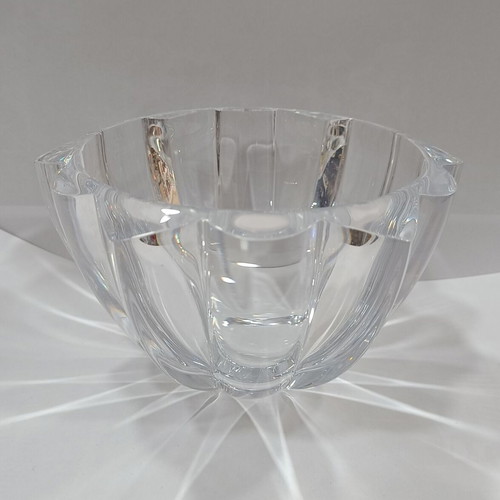 MCM heavy tall crystal bowl Rogaska used with signature