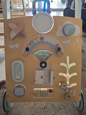 Sunshine Wooden Baby Walker by Tender Leaf Toys used with mirror