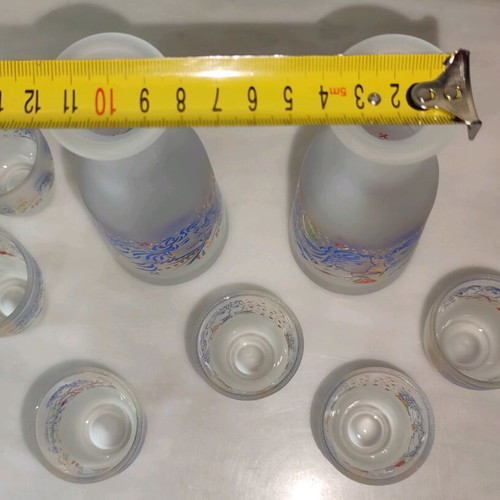 Set of 2 carafes and 6 shot glasses decorated with Giorgos Stathopoulos art