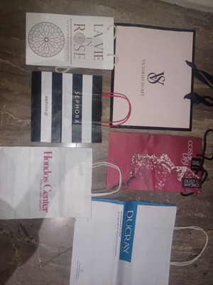 Gift bags set like new with Sephora, Victoria's Secret logos etc.