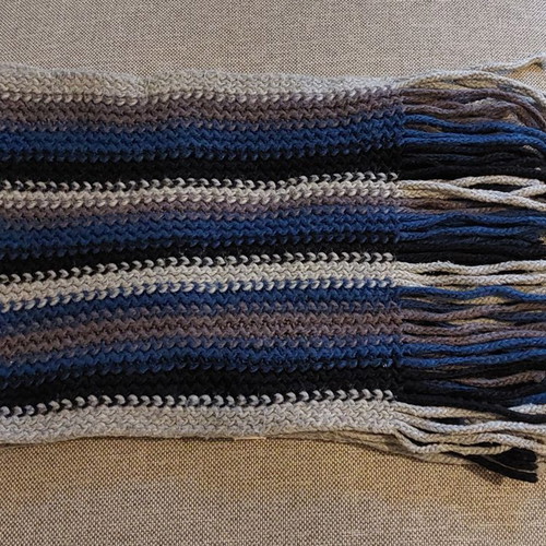 Wool scarf used blue-gray-black