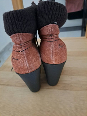 Peperoni Jeans ankle boots used, orange, size 38
