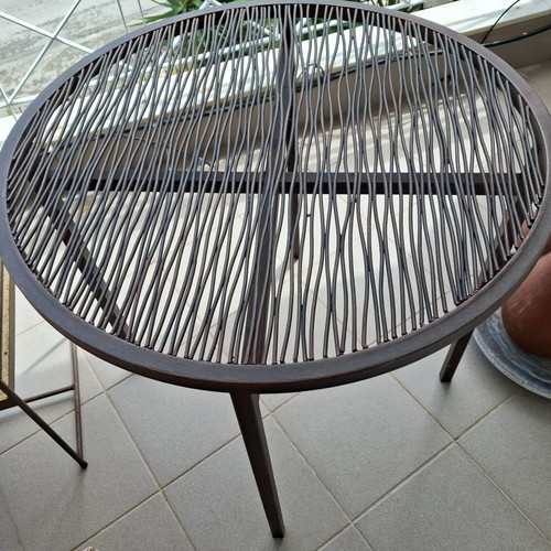 Handmade metal table Wave like new, bronze 80cm