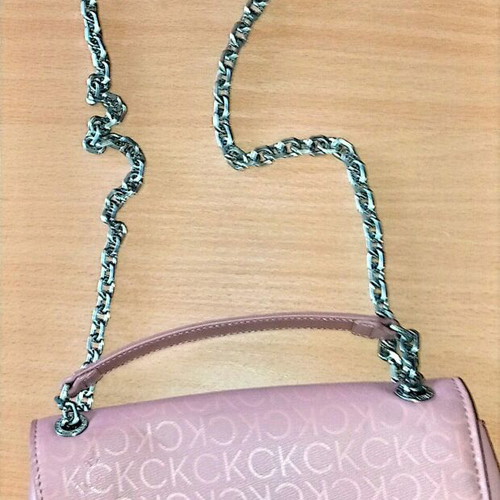 Calvin Klein shoulder bag, pink, metal chain