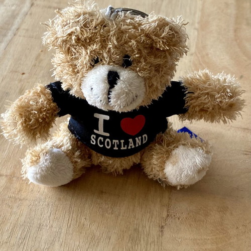 Plush Teddy Bear Keychain I Love Scotland New