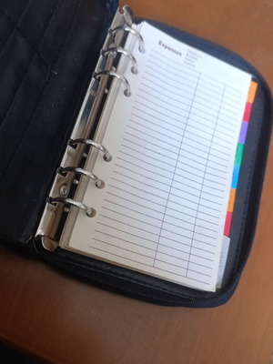 Double binder case with wallet used, with 2 zippers