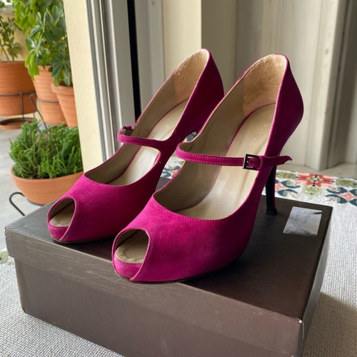Vintage leather suede high heel pumps size 38 used pink J. BOURNAZOS