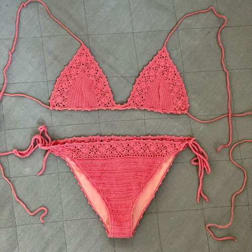 Zara knitted bikini used, pink, size S