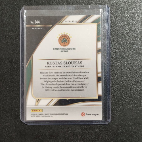 Select Kostas Sloukas white sparkle basketball card