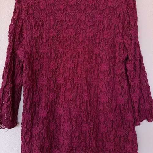 Canda plus size lace blouse burgundy with beaded U-neck new
