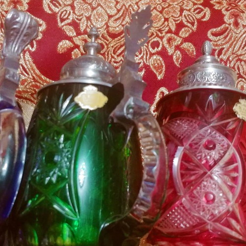 Collectible mugs/beer glasses 3 pcs., colored crystal Rudolf Kunze West Germany 50' - 90'