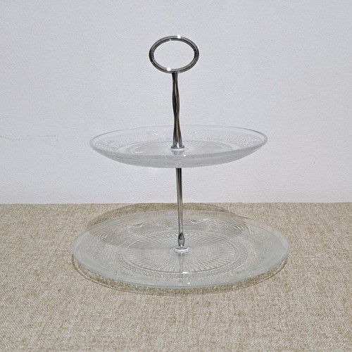 Vicko glass two-tier platter 20&25cm new