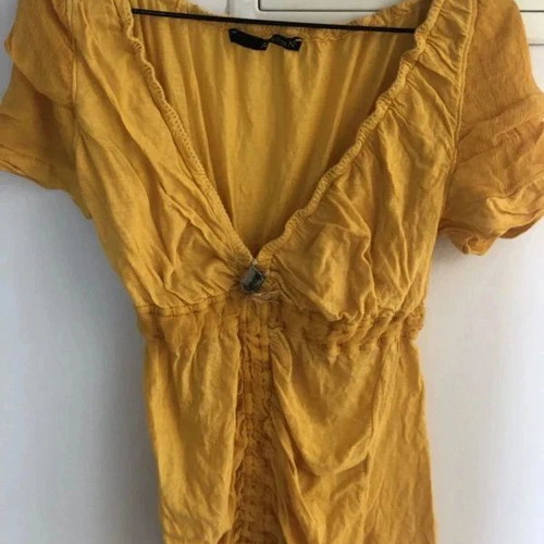 Annarita N blouse medium yellow with organza design new
