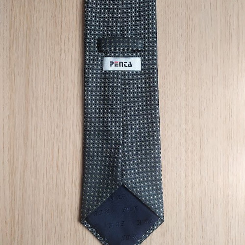 Silk men's tie handmade, like new, white and gray