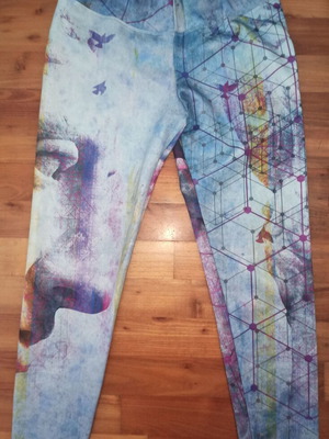 Κολάν γυμναστικής γαλάζιο εμπριμέ σαν καινούργιο, μέγεθος Medium