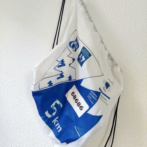 Athens Marathon The Authentic fabric drawstring backpack used, 5km race