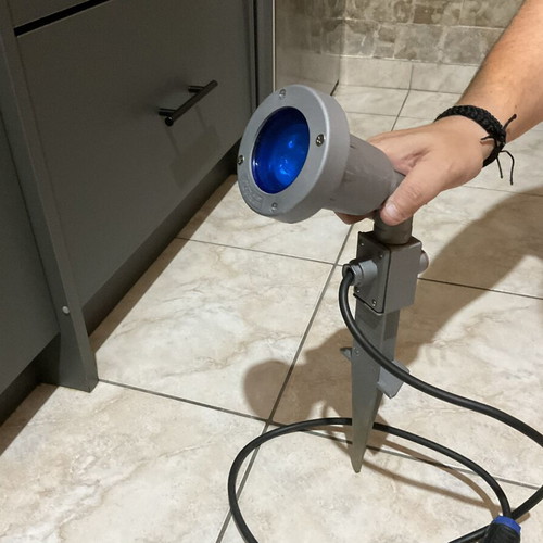 LED Blue Garden Spotlights Set 45 cm, Recessed, Adjustable