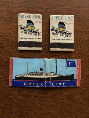 Vintage Greek Line matchboxes set of 3, nautical memorabilia